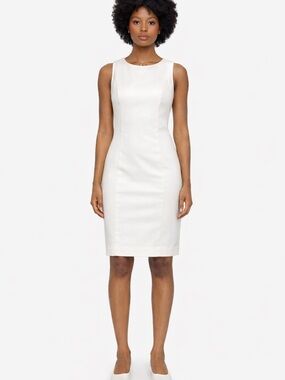 Benetton Tailored White Sleeveless Midi Dress | Cotton | Medium